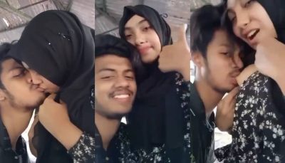 Horny Hijabi Girl Outdoor Kissing Smooching And Boobs